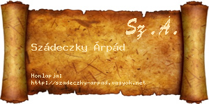 Szádeczky Árpád névjegykártya